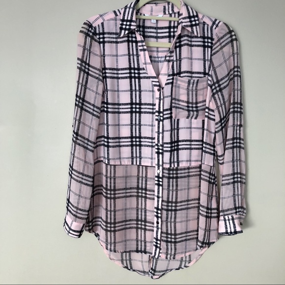 Candies Pink & Black Checkered Blouse - Picture 2 of 7
